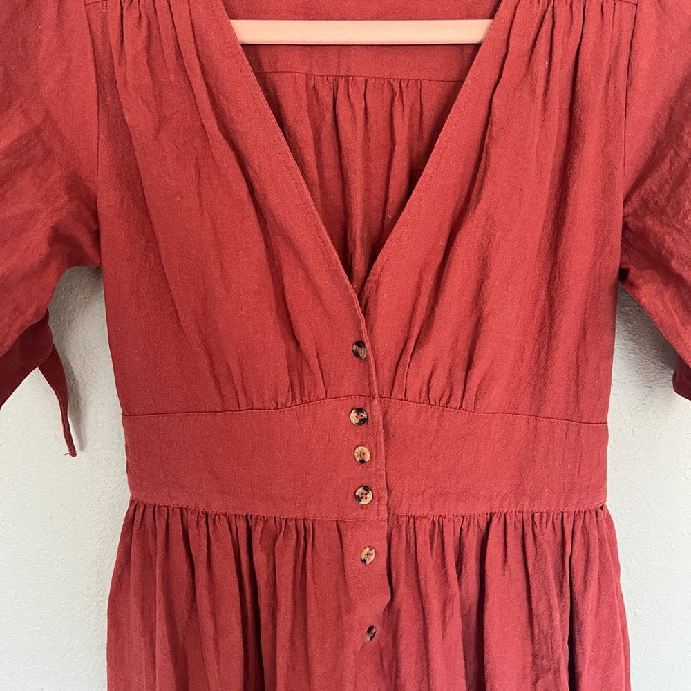 Elegant Red Button-Down Dress